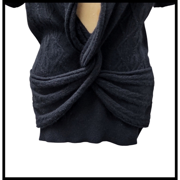 Anthropologie Sleeping On Snow Twist Front Shaw Collar Sweater Black Large - Picture 2 of 9